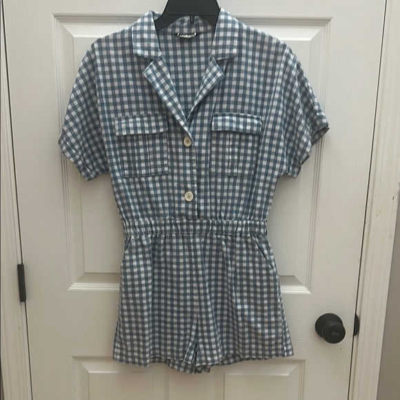 Stylish Blue Checkered Jumpsuit - Picture 1 of 2